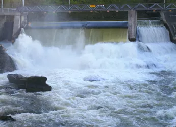 Hydropower being collected and transformed to energy for a local town